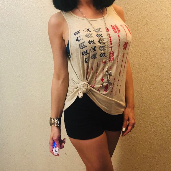 American Rebel Tops - {American Rebel} flag arrows tank top tunic L